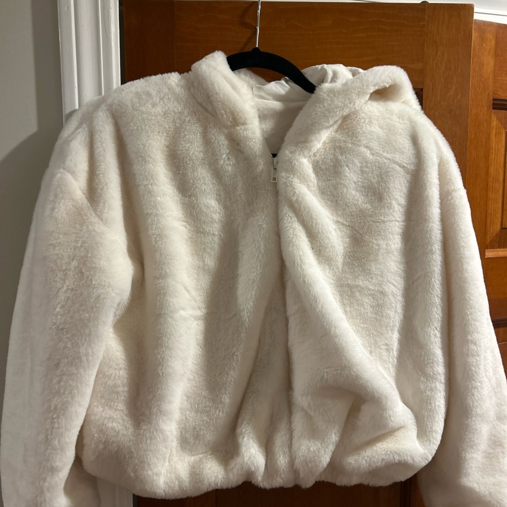 White Faux Fur Kids Jacket